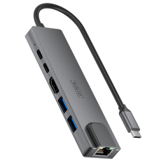 Rolio USB C Hub - 5 in 1 - HDMI - USB-C Charging - Ethernet LAN - 2x USB 3.0