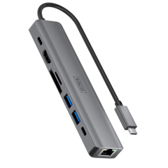 Rolio USB C Hub - 7 in 1 - 4K 60hz HDMI - 1Gbps Ethernet - USB 3.0 - USB-C