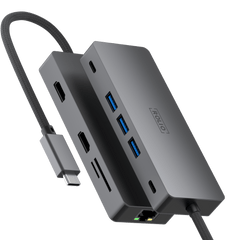 Rolio USB C Hub - Dual HDMI - 3x USB 3.0 - 2x USB-C - SD/TF Cards - 1Gbps Ethernet