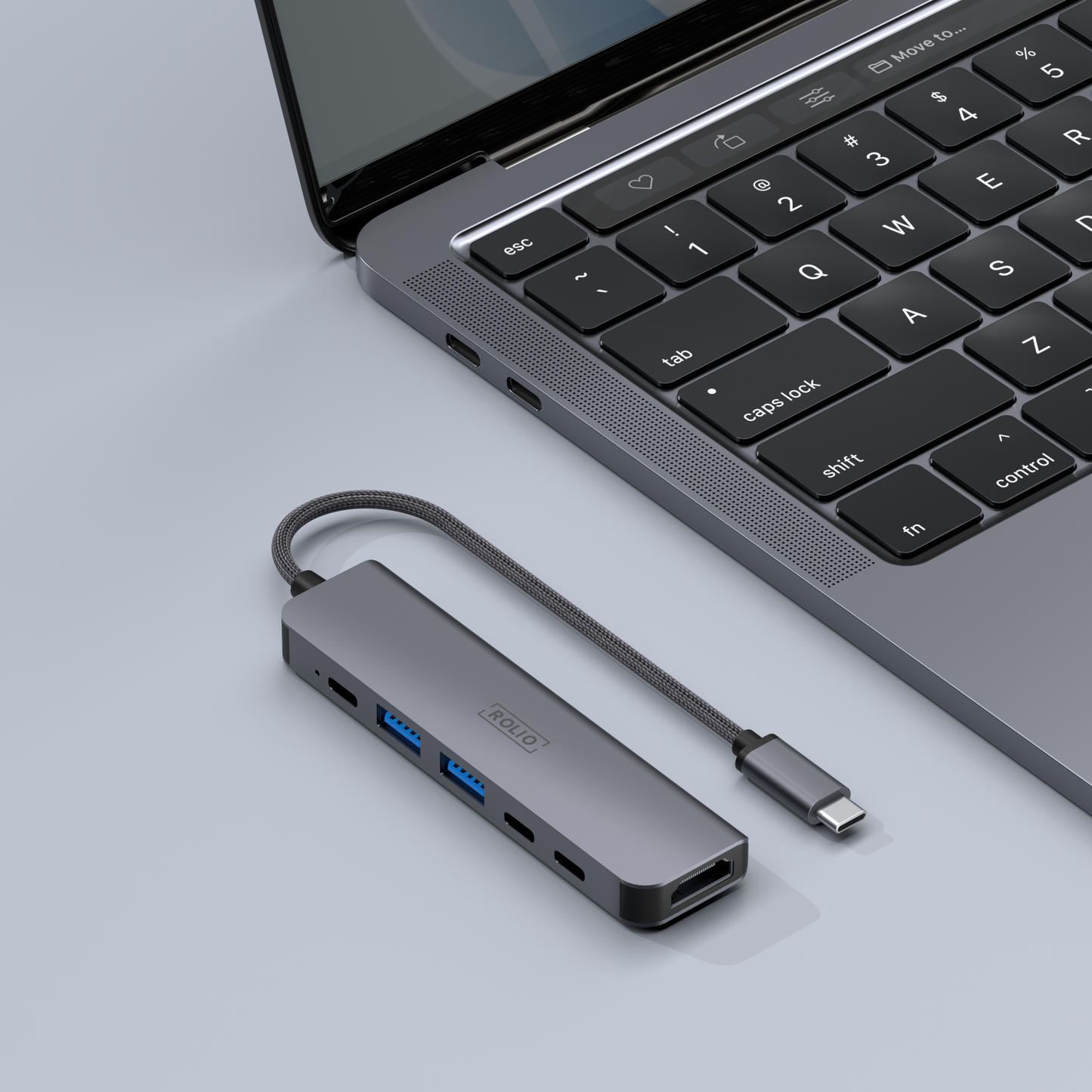 Rolio USB C Hub - 6 in 1 - HDMI - 3x USB-C - 2x USB-A