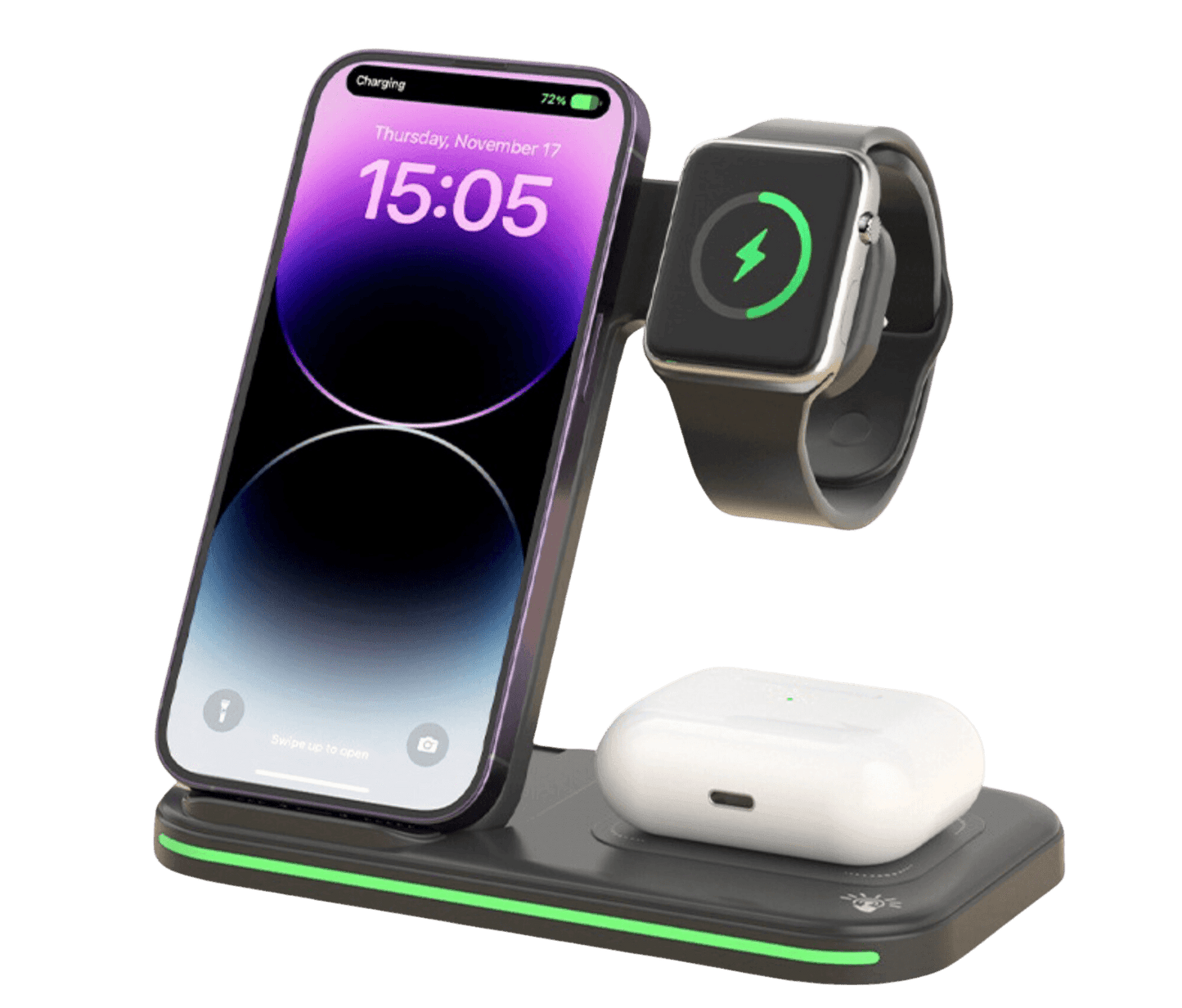 Rolio 3-in-1 Draadloze Oplader - 15W Snellader - Universeel - Rolio