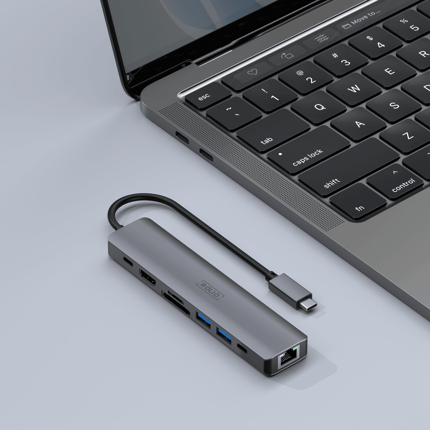 Rolio USB-C-Hub – 7 in 1 – 4K 60 Hz HDMI – 1 Gbit/s Ethernet – USB 3.0 – USB-C