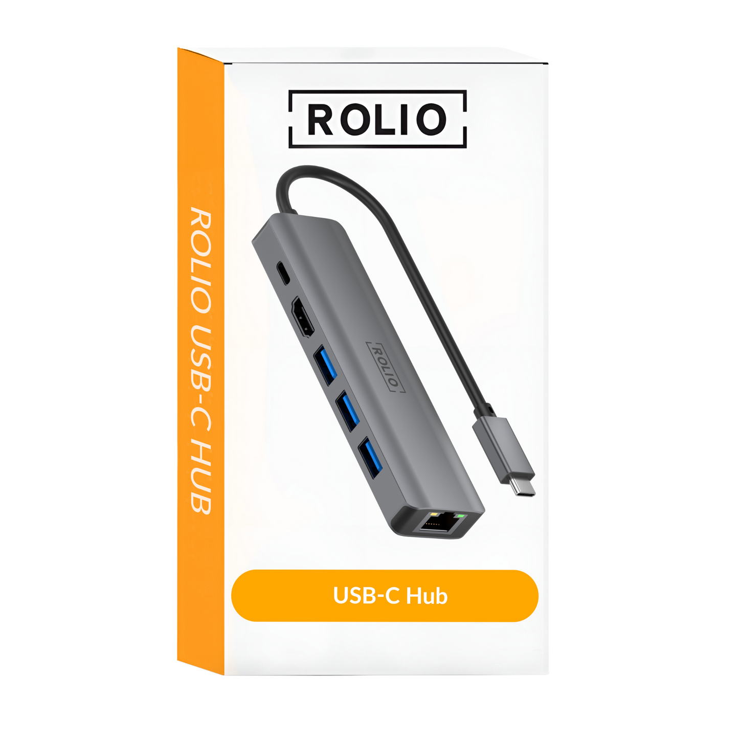 Rolio USB C Hub - 6 in 1 - 1Gbps Ethernet RJ45 - HDMI - USB-C Charging - 3x USB 3.0