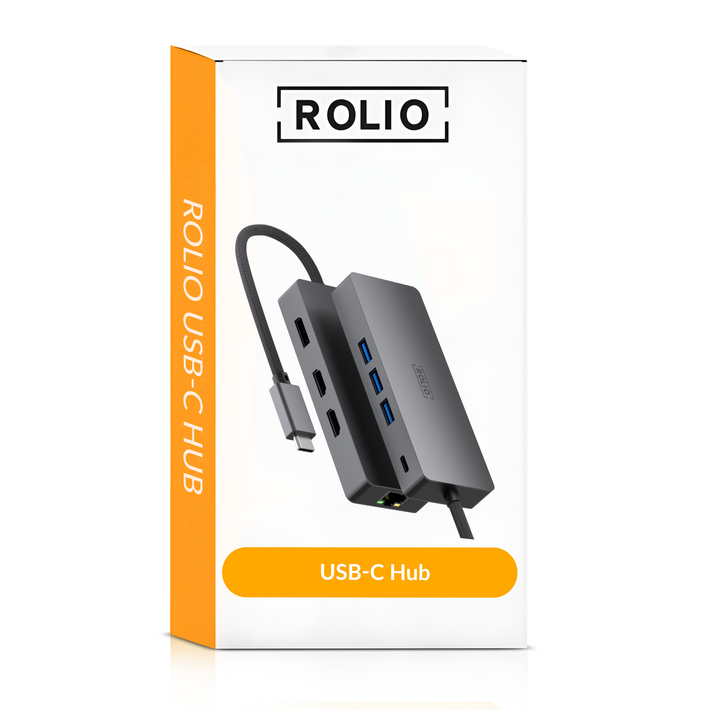 Rolio USB C Hub - Triple Monitor - 2x HDMI - 1x DisplayPort - 3x USB 3.0 - 1x USB-C - 1x Ethernet 1Gbps