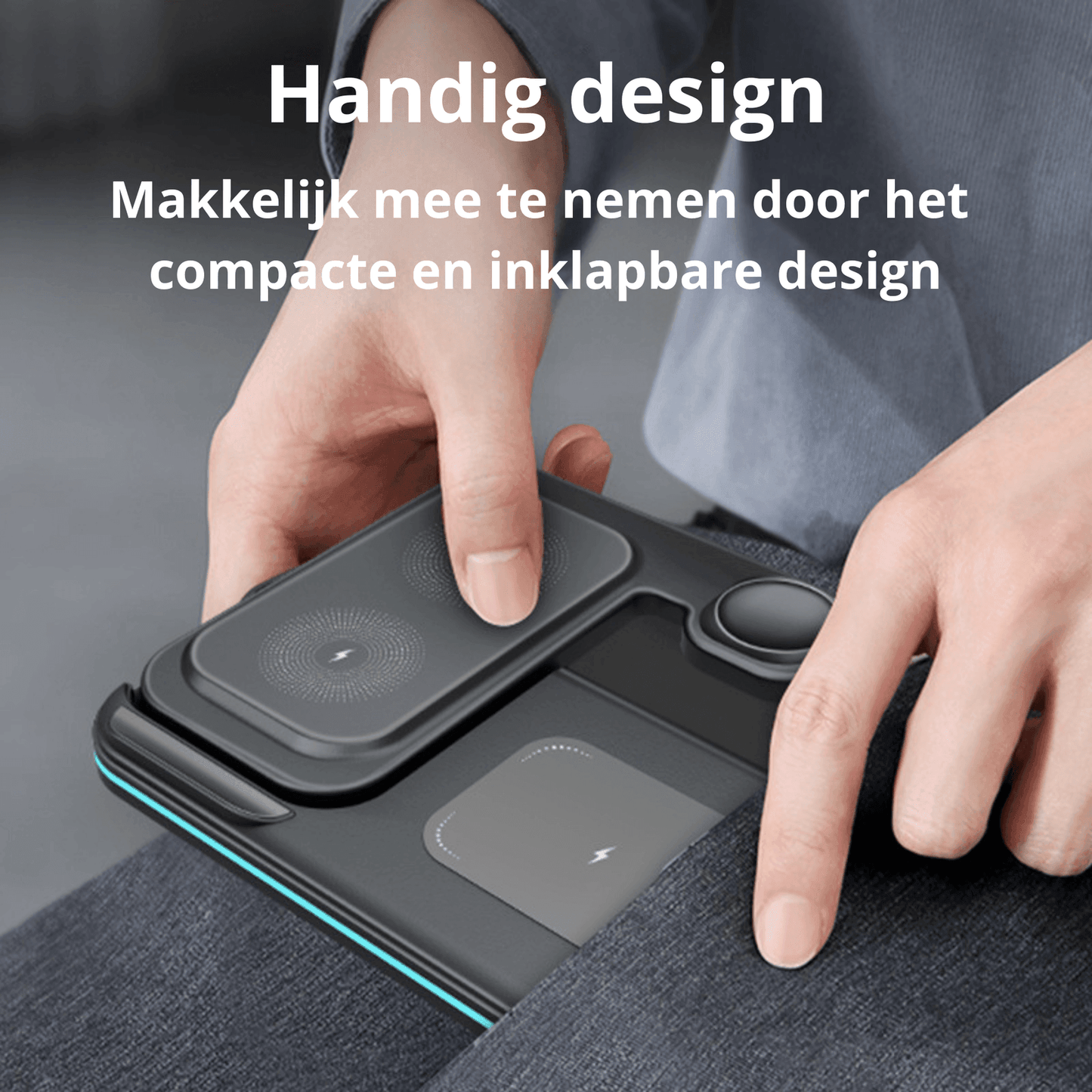 Rolio 3-in-1 Draadloze Oplader - 15W Snellader - Universeel - Rolio