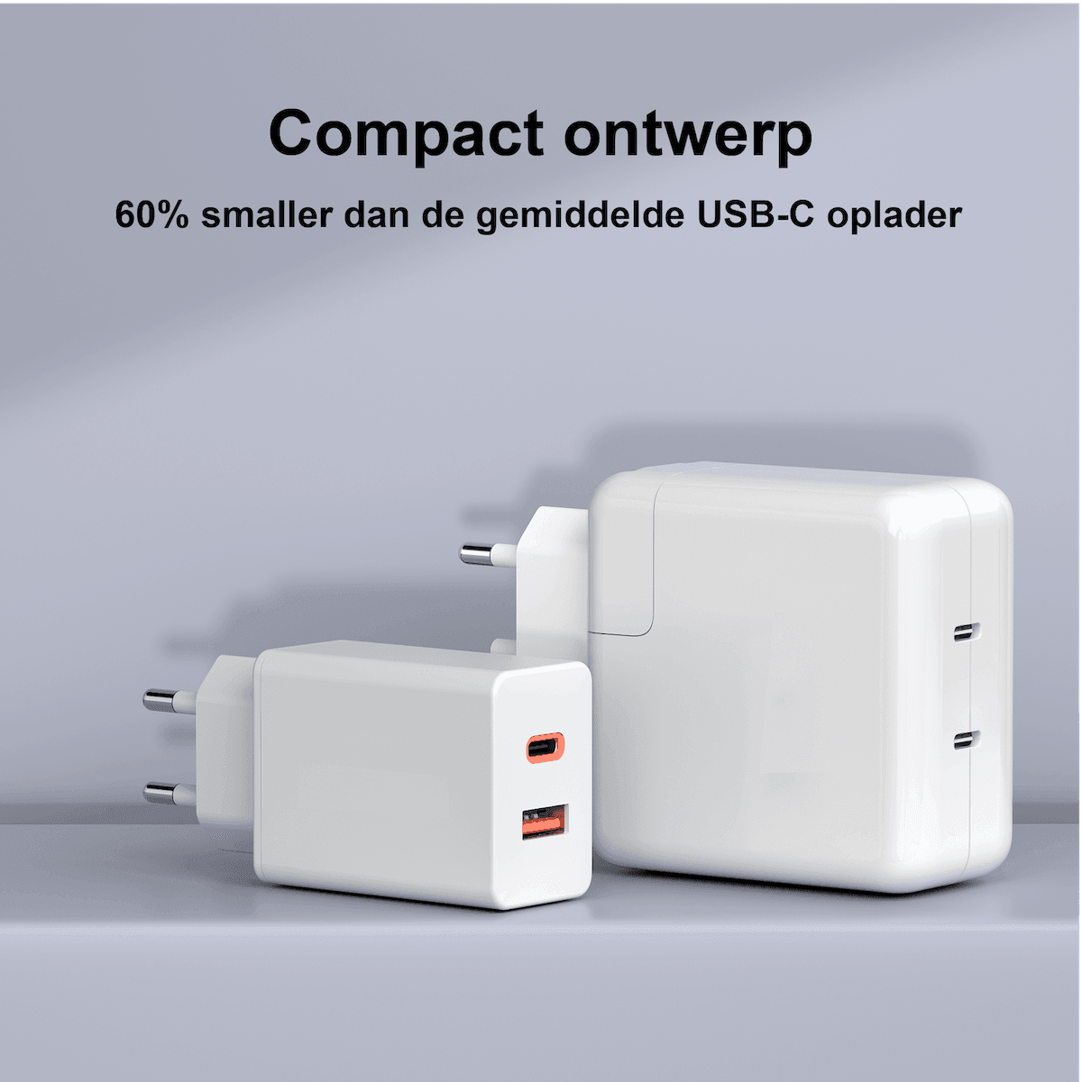 Rolio Oplader 45W - 1x USB C - 1x USB A - Snellader - Rolio