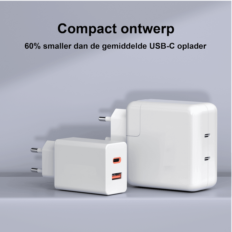 Rolio Oplader 45W - 1x USB C - 1x USB A - Snellader - Rolio