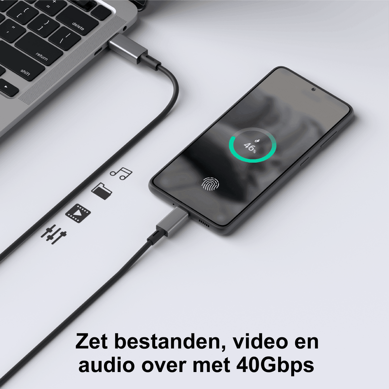 Rolio USB 4 kabel - USB C naar USB C kabel - 40Gbps - 1 Meter - Rolio