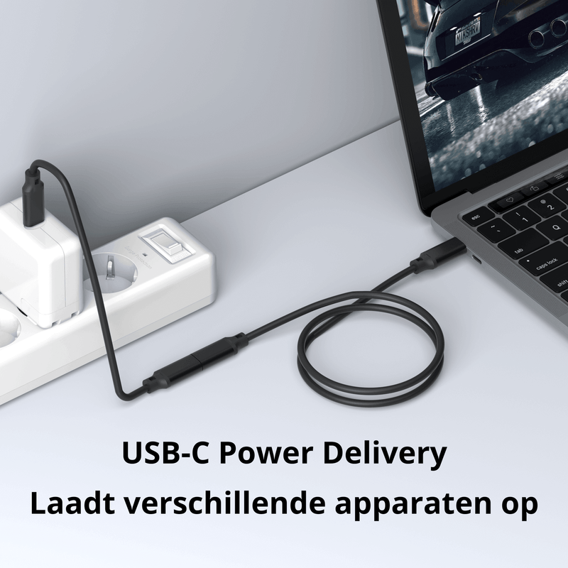 Rolio USB C Verlengkabel - USB-C naar USB-C vrouwelijk - 1 Meter - Rolio