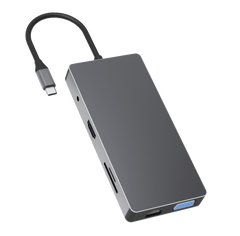 Rolio USB C Hub - 10 in 1 - HDMI - VGA - Ethernet LAN - USB-C - USB 3.0 - Aux - SD/TF