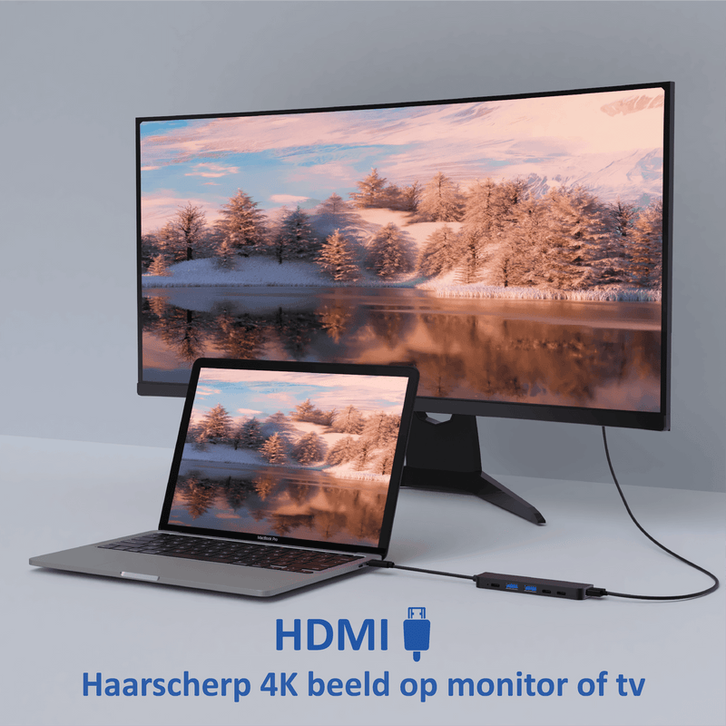 Rolio USB C Hub - 6 in 1 - HDMI - 3x USB-C - 2x USB-A - Zwart - Rolio