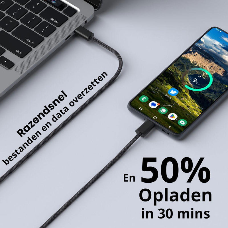 Rolio USB C Kabel - Magnetisch Oprollen - 2 Meter - 100W Oplaadkabel - USB C naar USB C - Universeel - Rolio