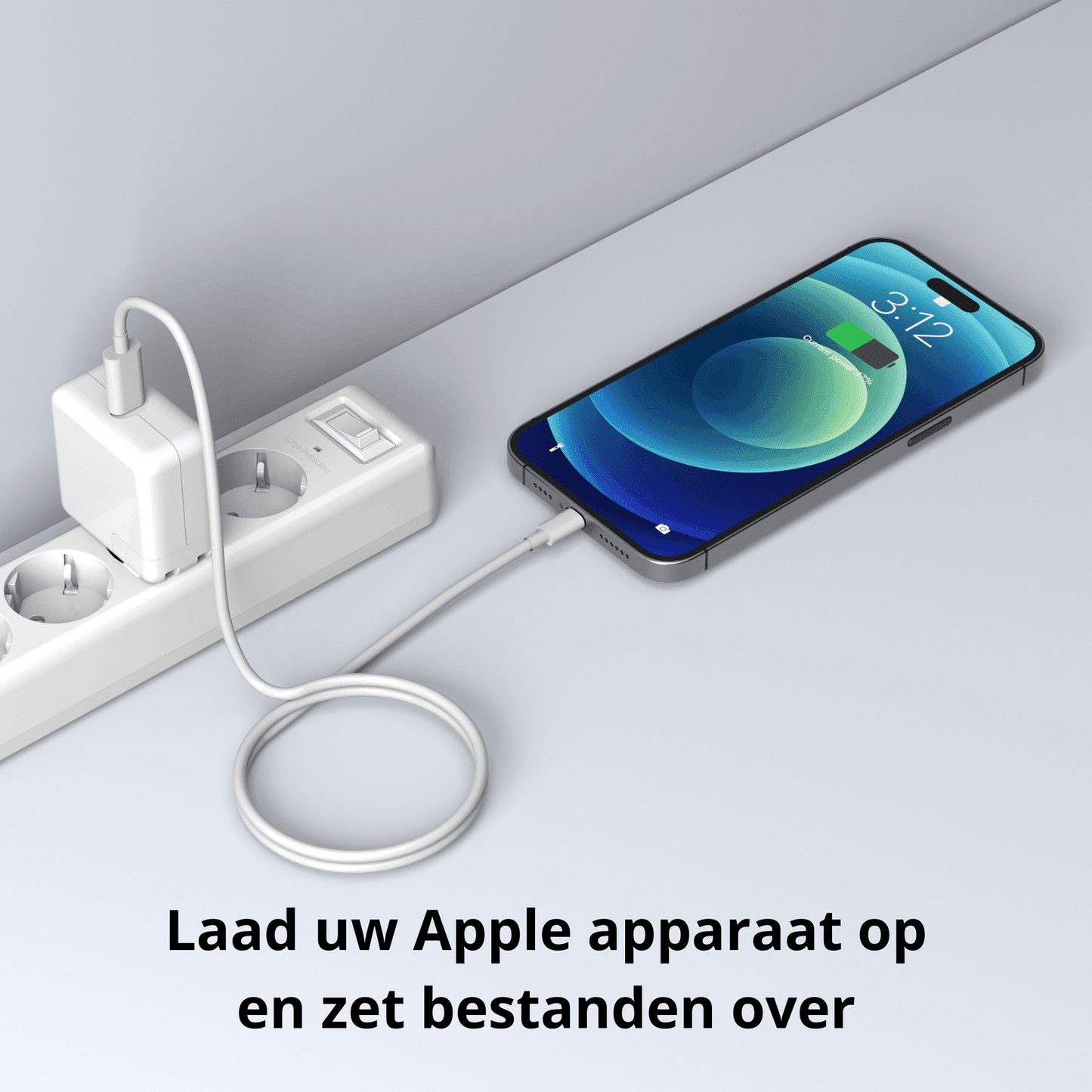 Rolio USB C naar Lightning kabel - Wit - 1 meter - Rolio