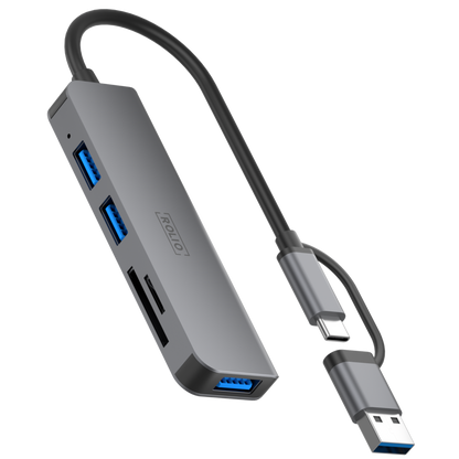 Rolio USB-C-Adapter – 5 in 1 – SD/TF-Kartenleser – 3x USB 3.0