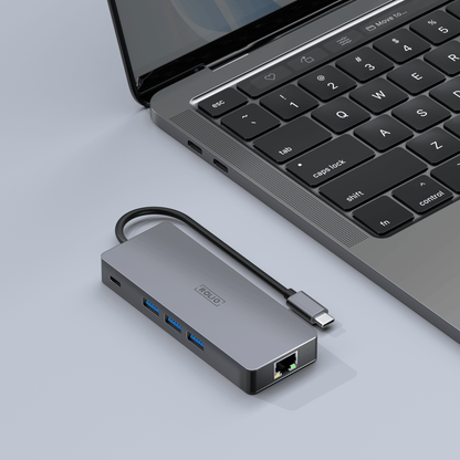 Rolio USB-C-Hub – Dreifachmonitor – 2 x HDMI – 1 x DisplayPort – 3 x USB 3.0 – 1 x USB-C – 1 x Ethernet 1 Gbit/s