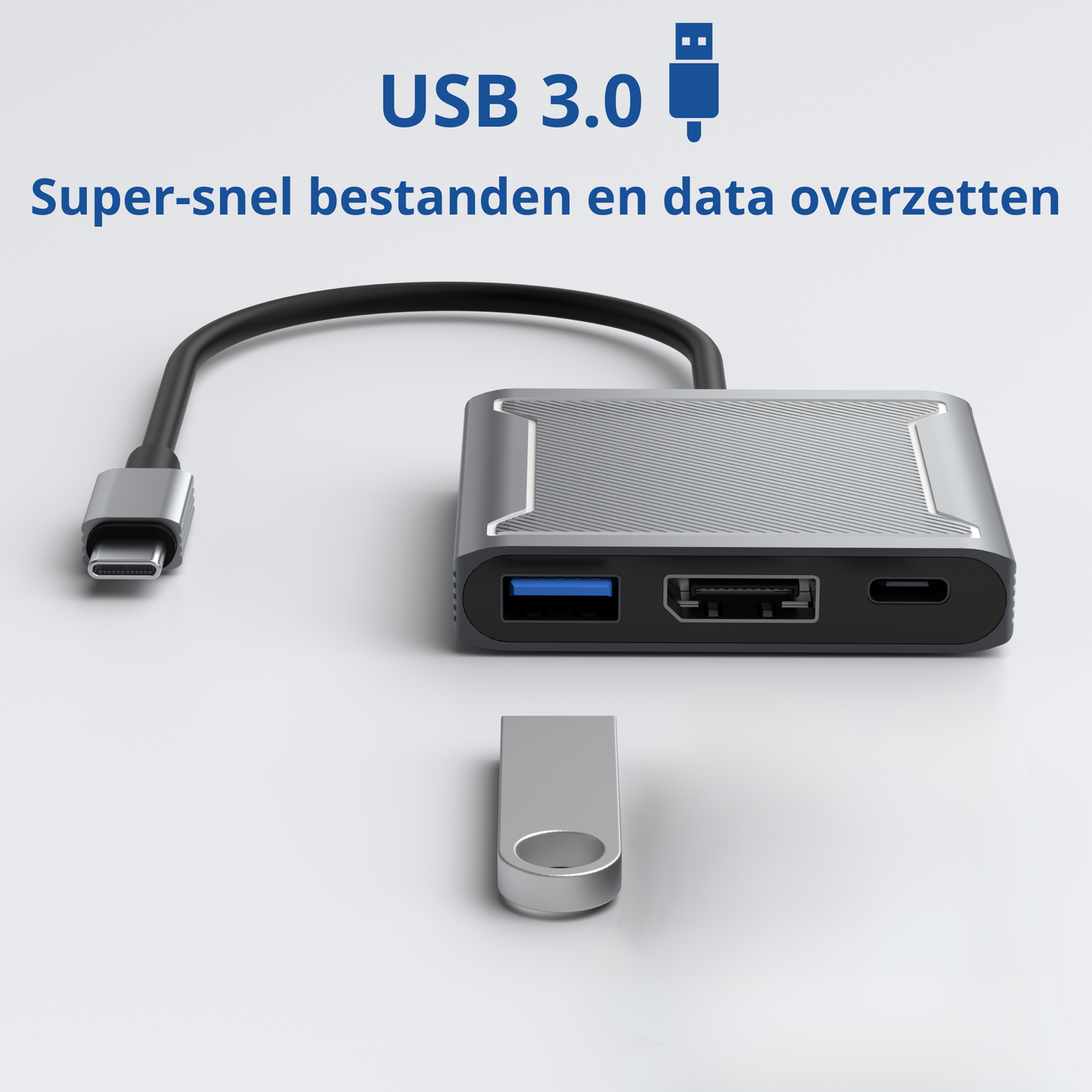 Rolio USB-C-auf-DisplayPort-Adapter – 3-in-1 – DisplayPort-Hub – USB 3.0 – USB-C-Aufladung