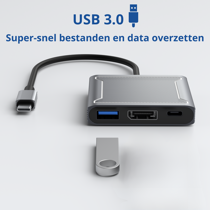 Rolio USB-C-auf-DisplayPort-Adapter – 3-in-1 – DisplayPort-Hub – USB 3.0 – USB-C-Aufladung