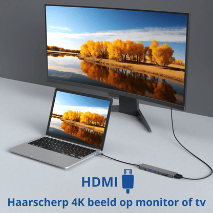 Rolio USB-C-Hub – 7 in 1 – HDMI 4K – 2x USB-C – 2x USB-A – SD/TF