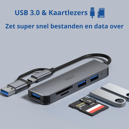 Rolio USB-C-Adapter – 5 in 1 – SD/TF-Kartenleser – 3x USB 3.0