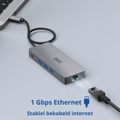 Rolio USB-C-Hub – Dreifachmonitor – 2 x HDMI – 1 x DisplayPort – 3 x USB 3.0 – 1 x USB-C – 1 x Ethernet 1 Gbit/s
