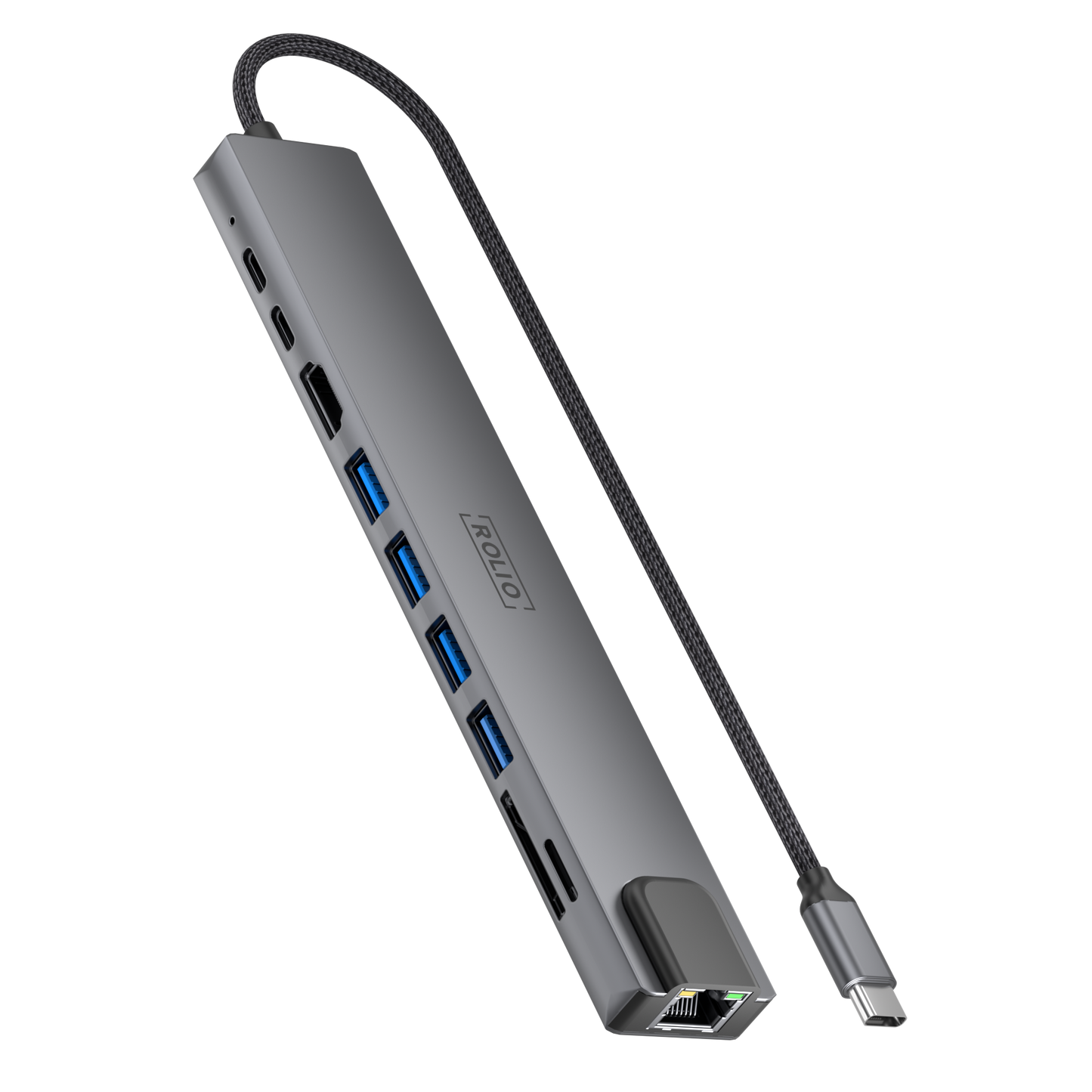 Rolio USB-C-Hub – 10 in 1 – HDMI – 2 x USB-C – SD/TF – 4 x USB-A – Ethernet
