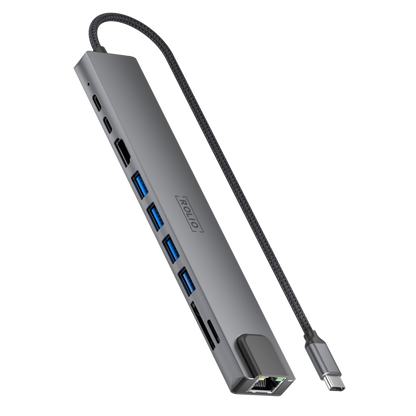 Rolio USB-C-Hub – 10 in 1 – HDMI – 2 x USB-C – SD/TF – 4 x USB-A – Ethernet