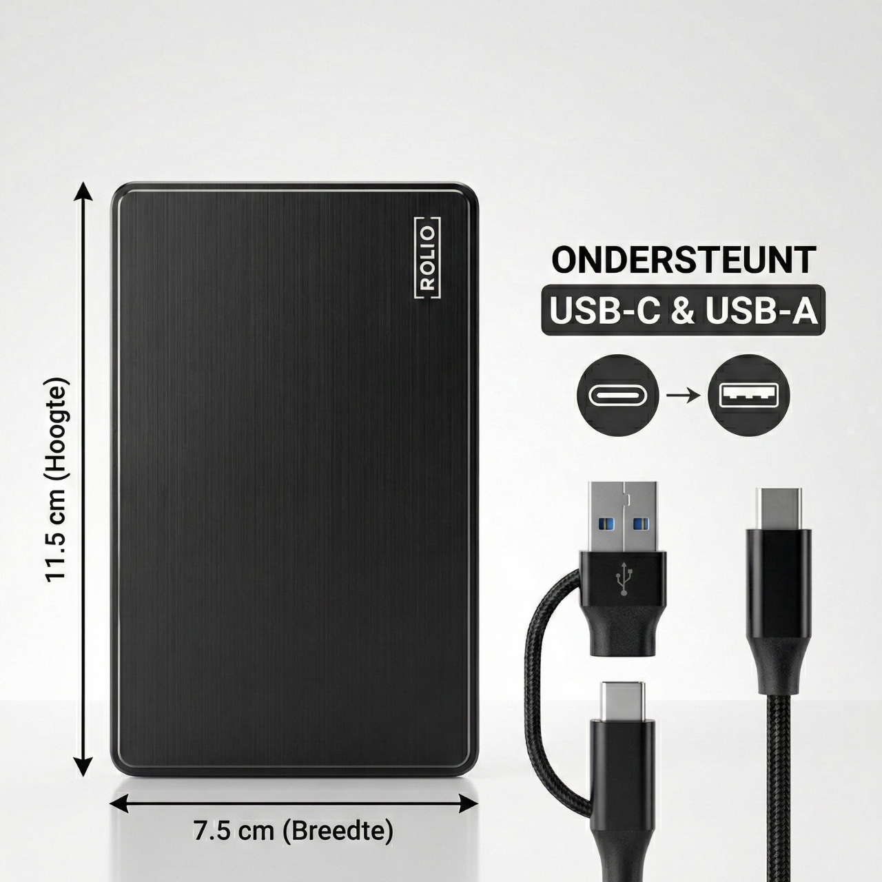 Rolio Externe Harde Schijf - USB 3.1 en USB C - 500GB Opslag - 1Gbps