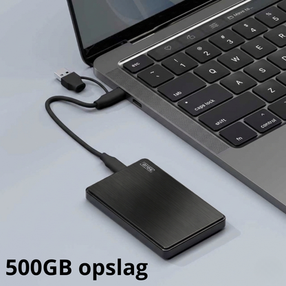 Rolio Externe Harde Schijf - USB 3.1 en USB C - 500GB Opslag - 1Gbps