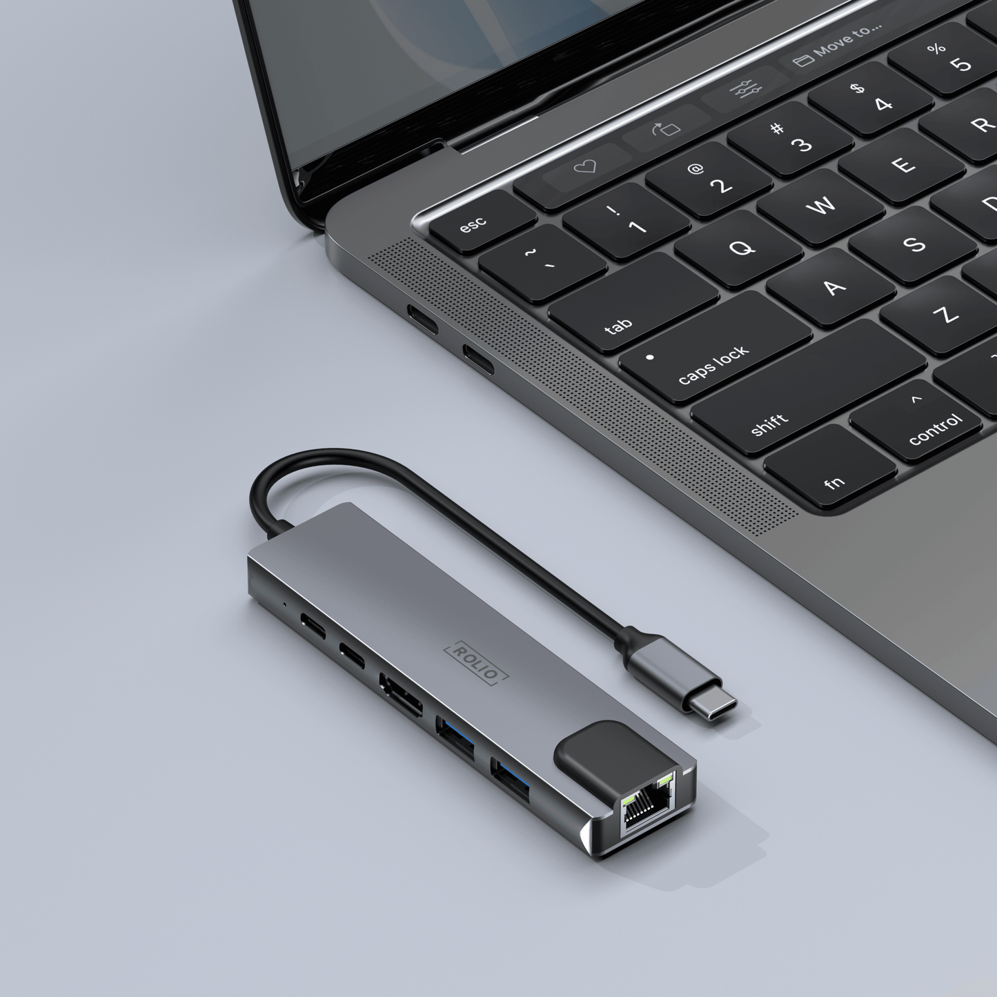 Rolio USB C Hub – 5 in 1 – HDMI – USB-C-Aufladung – Ethernet LAN – 2x USB 3.0