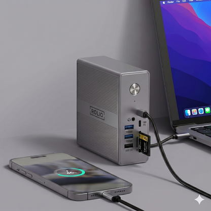 Rolio Pro USB C Docking Station - 18 in 1 - DisplayLink hub