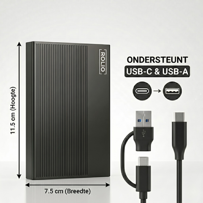 Rolio Externe Harde Schijf - Pro - USB 3.0 - USB C - 500GB Opslag - 1Gbps