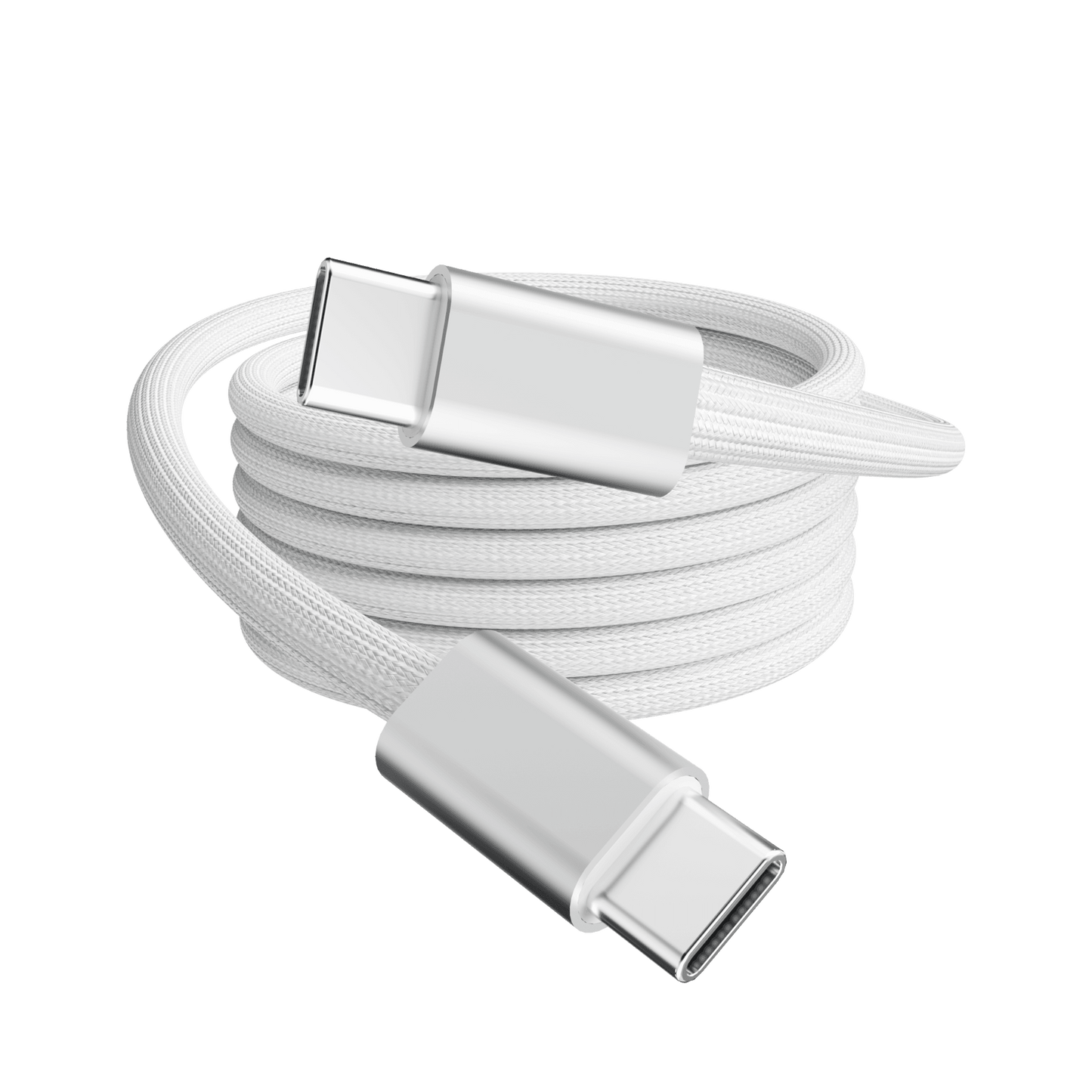 Rolio USB C Kabel - Magnetisch Oprollen - 1 Meter - 100W Oplaadkabel - USB C naar USB C - Wit - Rolio