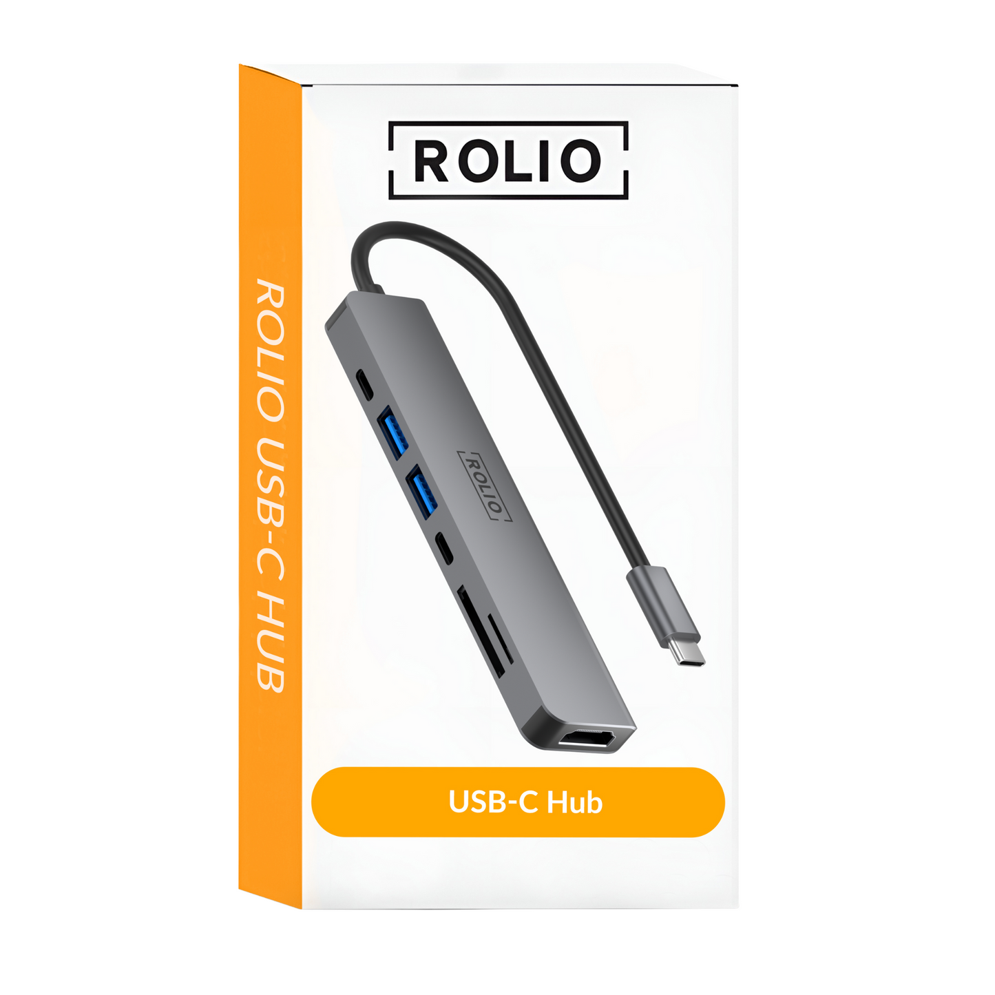 Rolio USB-C-Hub – 7 in 1 – HDMI 4K – 2x USB-C – 2x USB-A – SD/TF