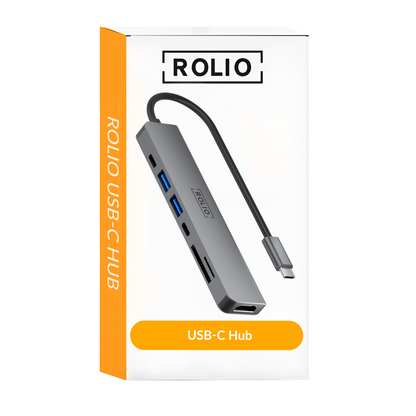 Rolio USB-C-Hub – 7 in 1 – HDMI 4K – 2x USB-C – 2x USB-A – SD/TF