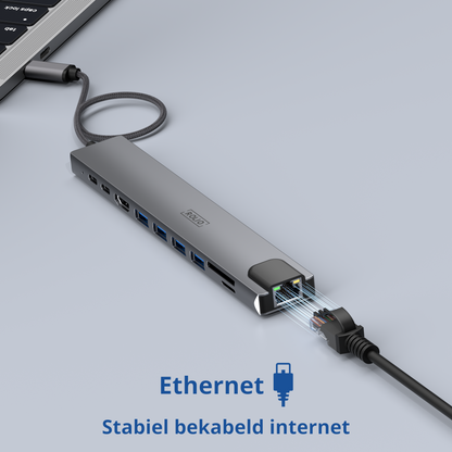 Rolio USB-C-Hub – 10 in 1 – HDMI – 2 x USB-C – SD/TF – 4 x USB-A – Ethernet