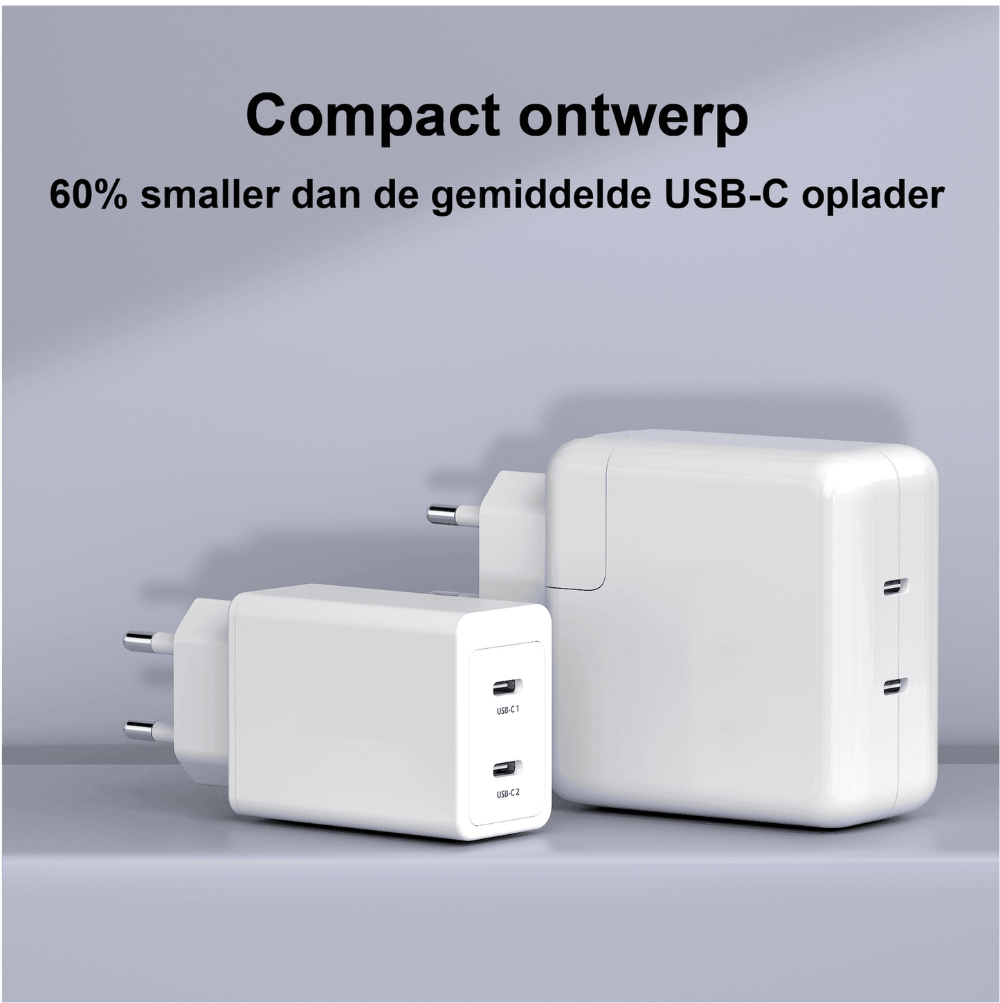Rolio Oplader 45W - 2x USB C - Snellader - Rolio
