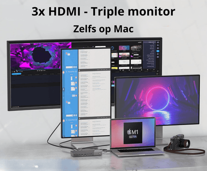 Rolio USB C Docking Station - 16 in 1 - Triple Monitor - DisplayLink hub - Rolio
