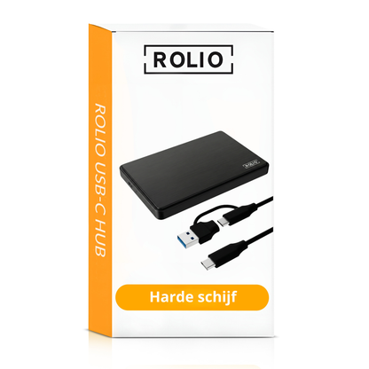 Rolio Externe Harde Schijf - USB 3.1 en USB C - 500GB Opslag - 1Gbps